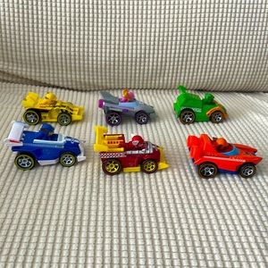 PAW Patrol race cars.